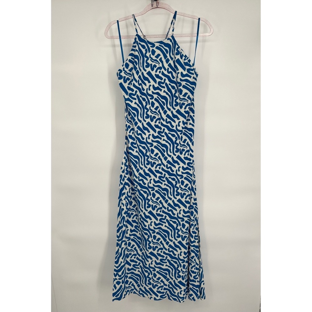 Hand of the Free XL‎ Blue White Sleeveless Halter Maxi Dress